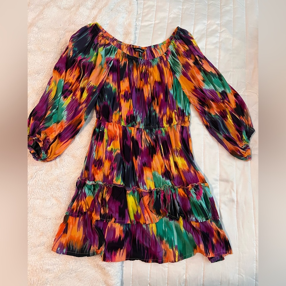 Vibrant Multicolor Off-Shoulder Dress